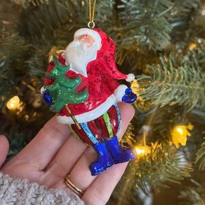 European Collectible Festive Hand Painted  Santa Claus Ornament - Holiday
